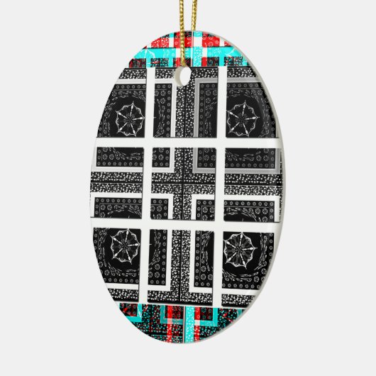 Afdrukken van geruite patroonillustraties keramisch ornament (Links)