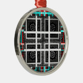 Afdrukken van geruite patroonillustraties metalen ornament (Rechts)