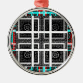 Afdrukken van geruite patroonillustraties metalen ornament (Voorkant)