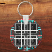 Afdrukken van geruite patroonillustraties sleutelhanger (Voorkant)