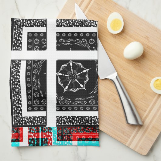 Afdrukken van geruite patroonillustraties theedoek (Quarter Fold)