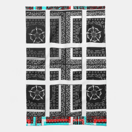 Afdrukken van geruite patroonillustraties theedoek (Verticaal)