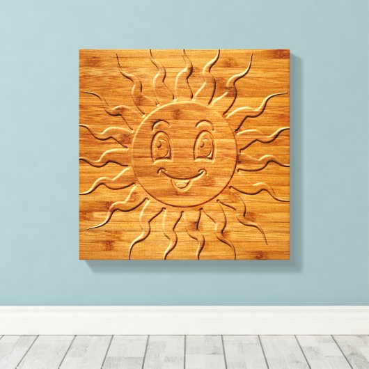 Afdrukken van glimlachende zonnezijde in hout (Insitu (Houten vloer))