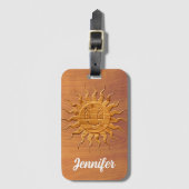 Afdrukken van glimlachende zonnezijde in hout bagagelabel (Voorkant (verticaal))