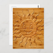 Afdrukken van glimlachende zonnezijde in hout briefkaart (Voorkant / Achterkant)