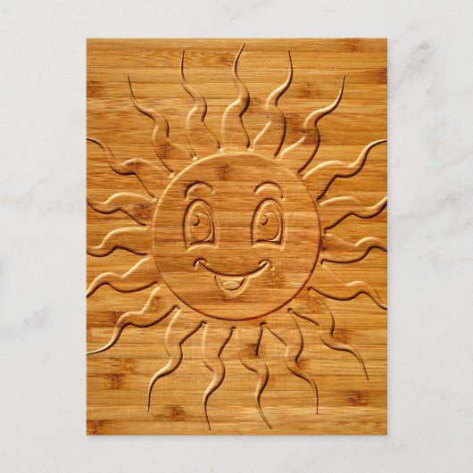 Afdrukken van glimlachende zonnezijde in hout briefkaart (Voorkant)