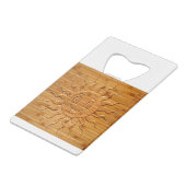 Afdrukken van glimlachende zonnezijde in hout creditkaart flessenopener (Achterkant Gekanteld)