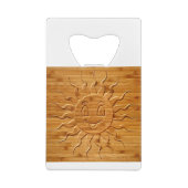 Afdrukken van glimlachende zonnezijde in hout creditkaart flessenopener (Achterkant)