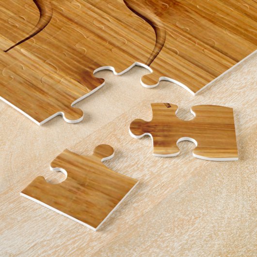 Afdrukken van glimlachende zonnezijde in hout legpuzzel (Zijkant)