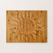 Afdrukken van glimlachende zonnezijde in hout legpuzzel (Horizontaal)