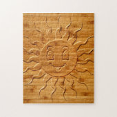 Afdrukken van glimlachende zonnezijde in hout legpuzzel (Verticaal)