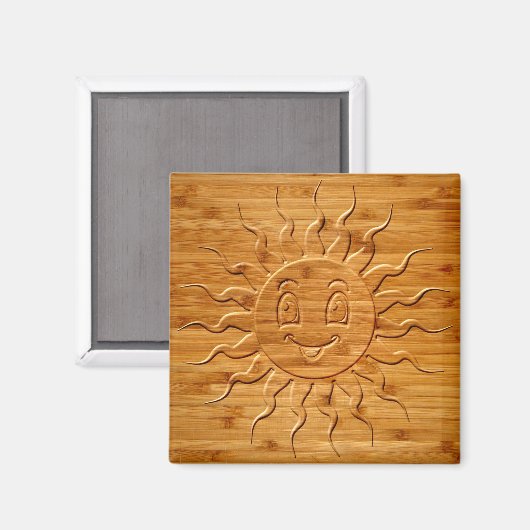 Afdrukken van glimlachende zonnezijde in hout magneet (Voorkant / Achterkant)