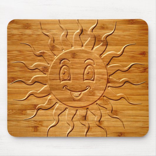 Afdrukken van glimlachende zonnezijde in hout muismat (Voorkant)