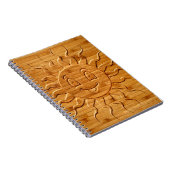 Afdrukken van glimlachende zonnezijde in hout notitieboek (Rechterzijde)