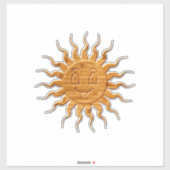 Afdrukken van glimlachende zonnezijde in hout sticker (Vel)