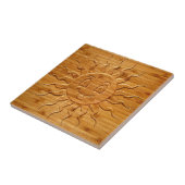 Afdrukken van glimlachende zonnezijde in hout tegeltje (Zijkant)