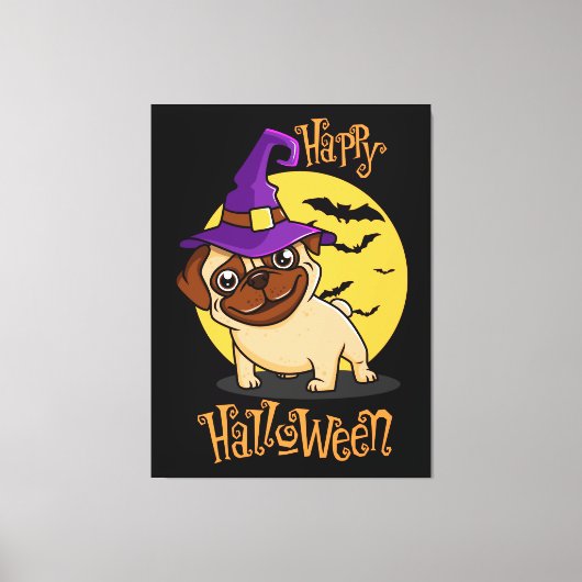 Afdrukken van Halloween Puggy Canvas (Voorkant)