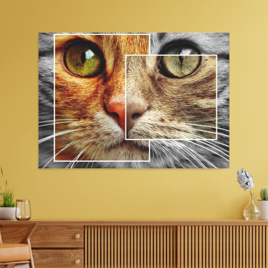 Afdrukken van kattenpapier Collage canvas (Insitu (Woonkamer))