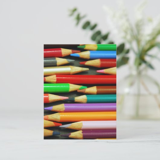 Afdrukken van kleurrijke potloden briefkaart (Staand voorkant)