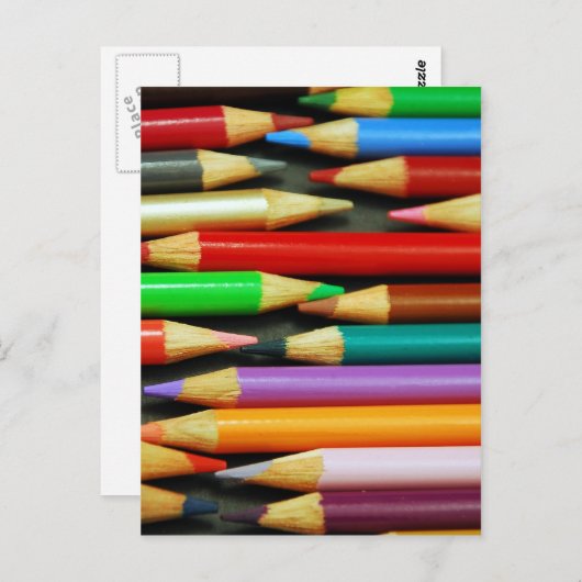 Afdrukken van kleurrijke potloden briefkaart (Voorkant / Achterkant)