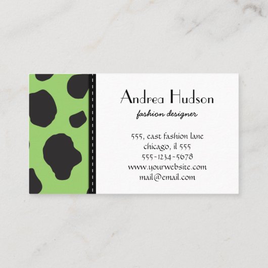 Afdrukken van koe, Koe Patroon, Koe spots, dierlij Visitekaartje (Achterkant)