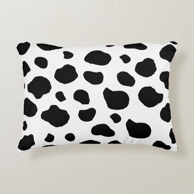Afdrukken van koe, Koe Patroon, Koe spots, zwart-w Accent Kussen (Voorkant)
