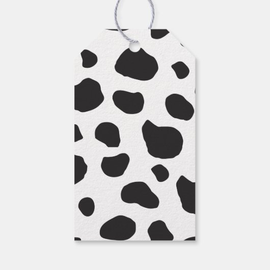 Afdrukken van koe, Koe Patroon, Koe spots, zwart-w Cadeaulabel (Achterkant)
