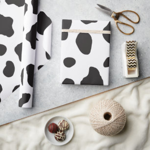 Afdrukken van koe, Koe Patroon, Koe spots, zwart-w Cadeaupapier