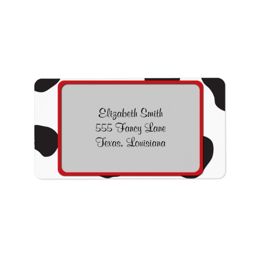 Afdrukken van koe, Koe Patroon, Koe spots, zwart-w Etiket (Voorkant)