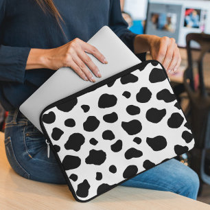 Afdrukken van koe, Koe Patroon, Koe spots, zwart-w Laptop Sleeve