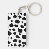 Afdrukken van koe, Koe Patroon, Koe spots, zwart-w Sleutelhanger (achterkant)