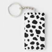 Afdrukken van koe, Koe Patroon, Koe spots, zwart-w Sleutelhanger (Voorkant)