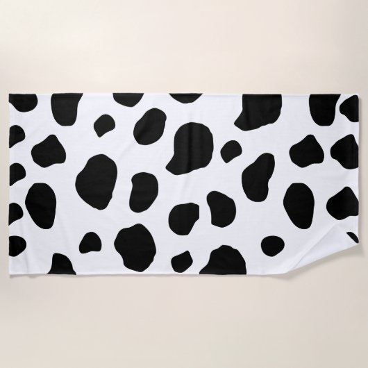 Afdrukken van koe, Koe Patroon, Koe spots, zwart-w Strandlaken (Voorkant)