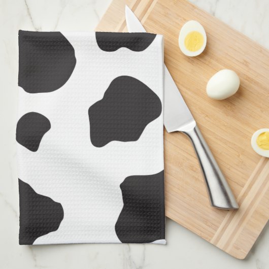 Afdrukken van koe, Koe Patroon, Koe spots, zwart-w Theedoek (Quarter Fold)