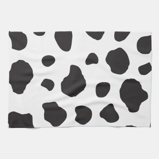 Afdrukken van koe, Koe Patroon, Koe spots, zwart-w Theedoek (Horizontaal)