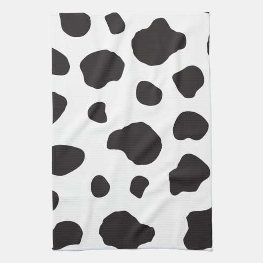 Afdrukken van koe, Koe Patroon, Koe spots, zwart-w Theedoek (Verticaal)