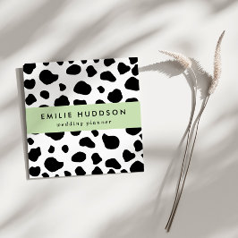 Afdrukken van koe, Koe Patroon, Koe spots, zwart-w Vierkante Visitekaartje