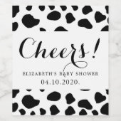 Afdrukken van koe, Koeien, zwart-wit, Baby shower Wijn Etiket (Enkel label)