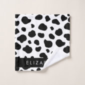 Afdrukken van koe, Koeien, zwart-wit, Jouw naam Bad Handdoek (Wasdoekje)