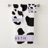 Afdrukken van koe, Koeien, zwart-wit, Jouw naam Bad Handdoek (Insitu)