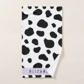 Afdrukken van koe, Koeien, zwart-wit, Jouw naam Bad Handdoek (Handdoek)
