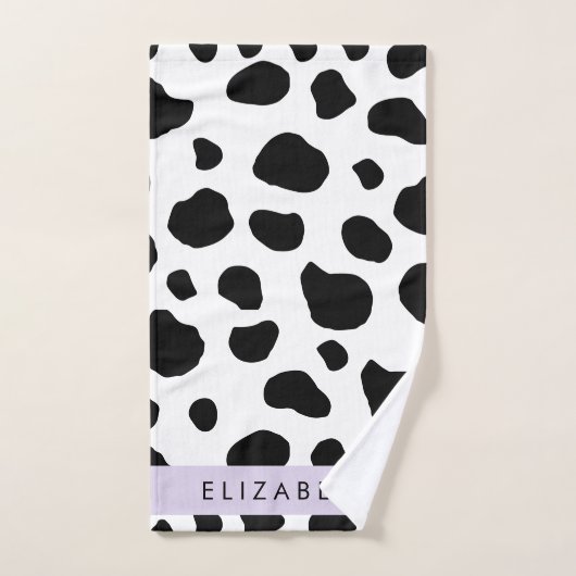 Afdrukken van koe, Koeien, zwart-wit, Jouw naam Bad Handdoek (Handdoek)