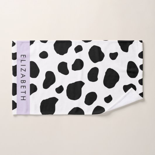 Afdrukken van koe, Koeien, zwart-wit, Jouw naam Bad Handdoek (Handdoek)
