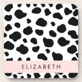 Afdrukken van koe, Koeien, zwart-wit, Jouw naam Bier Onderzetter (Voorkant)