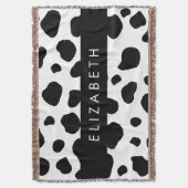 Afdrukken van koe, Koeien, zwart-wit, Jouw naam Deken (Voorkant Verticaal)