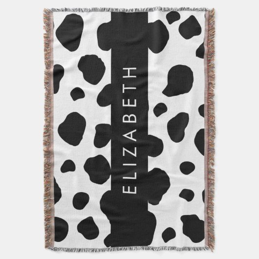 Afdrukken van koe, Koeien, zwart-wit, Jouw naam Deken (Voorkant Verticaal)