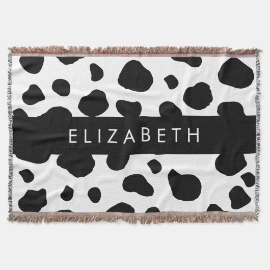 Afdrukken van koe, Koeien, zwart-wit, Jouw naam Deken (Voorkant)