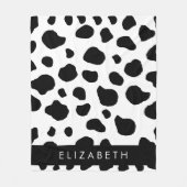 Afdrukken van koe, Koeien, zwart-wit, Jouw naam Fleece Deken (Voorkant)