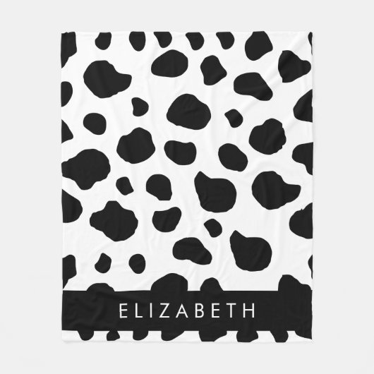 Afdrukken van koe, Koeien, zwart-wit, Jouw naam Fleece Deken (Voorkant)