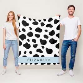 Afdrukken van koe, Koeien, zwart-wit, Jouw naam Fleece Deken